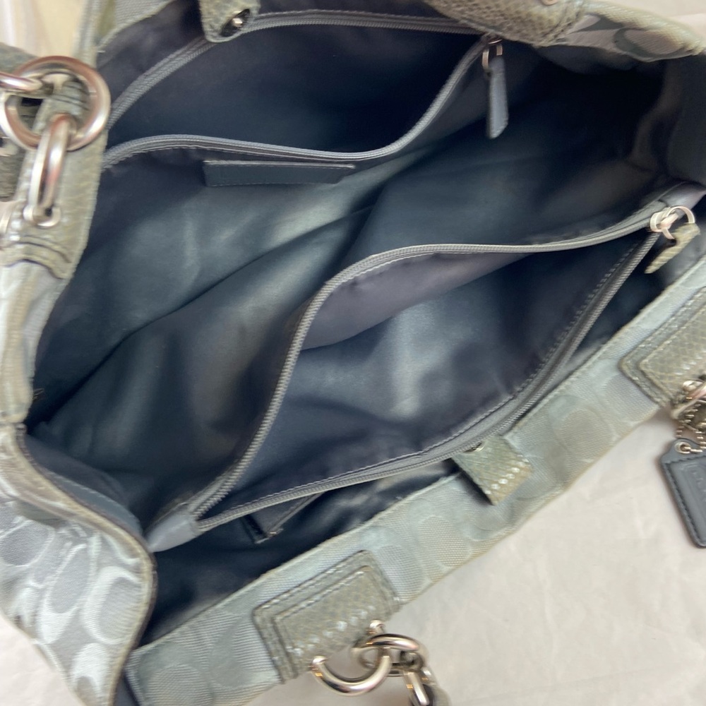 Coach Penelope Snakeskin & Silver Trim Satchel Hand Bag Grey No. B1182-F16537. - Picture 9 of 16